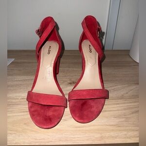 Aldo Women's Red Ankle block Heeled Sandals